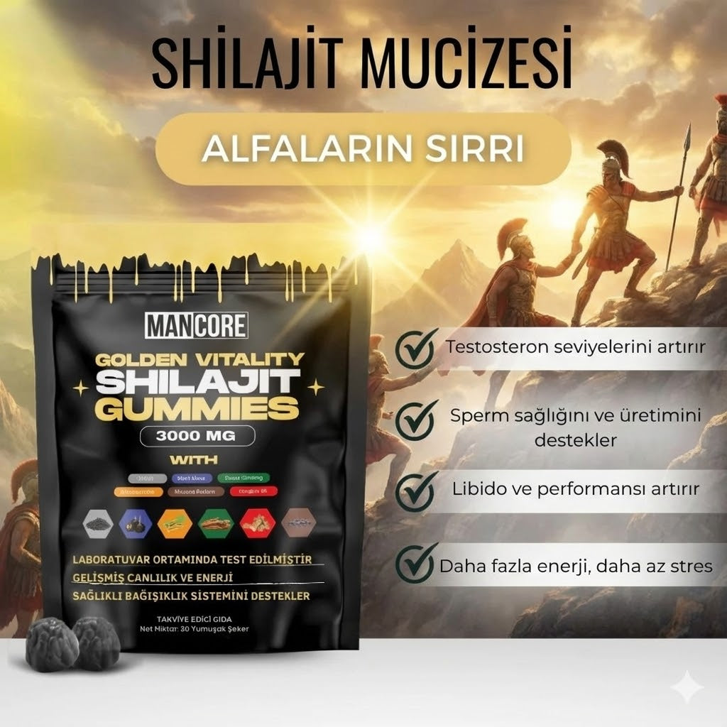 Mancore™ Shilajit  – Doğal Testosteron ve Performans Arttırıcı Gıda Takviyesi